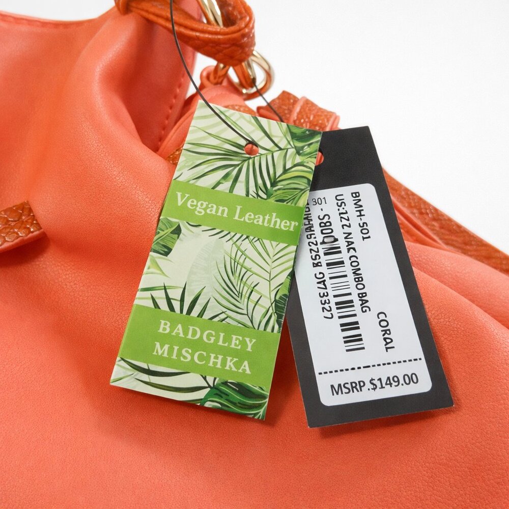Gorgeous Vegan Leather Badgley Mischka Coral Shoulder Bag NWT - Picture 9 of 11